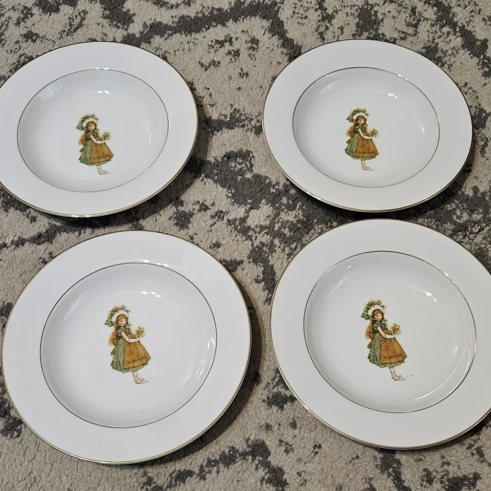 Vintage 1974 Holly Hobbie Green Girl Limited Edition Soup‎ Bowls Set of 4